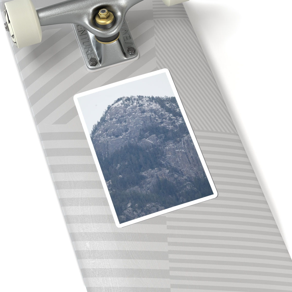 Snowy Mountain Photo Kiss-Cut Sticker — Winter Landscape Laptop Decal