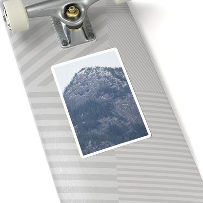 Snowy Mountain Photo Kiss-Cut Sticker — Winter Landscape Laptop Decal