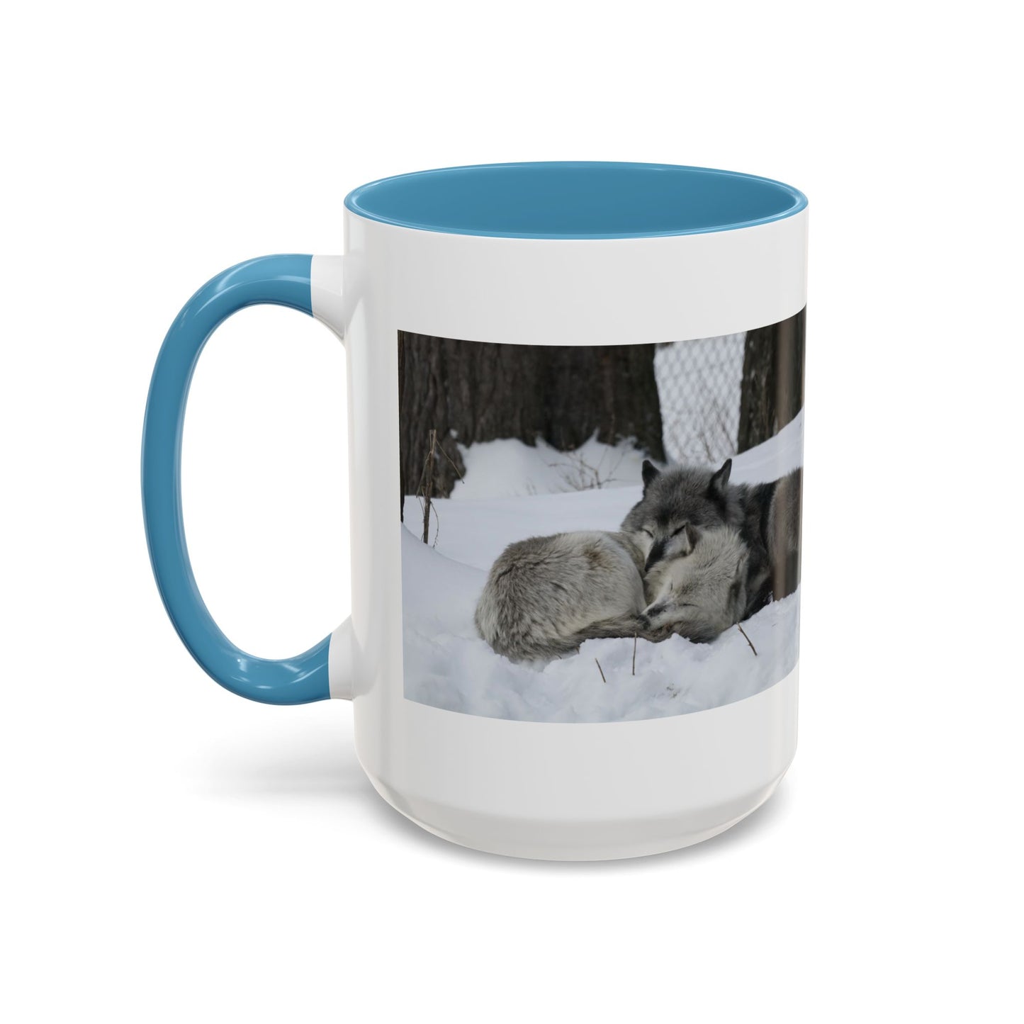 Wolf Pair Accent Coffee Mug – Winter Wildlife Photo Mug (11/15 oz)