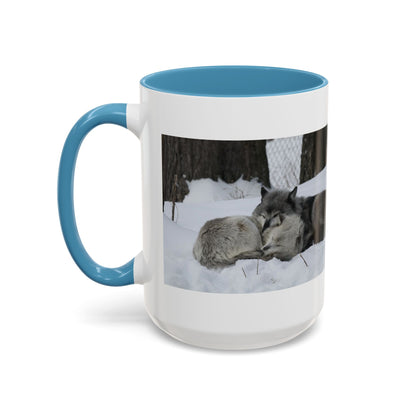 Wolf Pair Accent Coffee Mug – Winter Wildlife Photo Mug (11/15 oz)