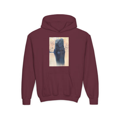 Youth Hoodie with Serene Lake Reflection Photo — Nature-Inspired Kids’ Pullover