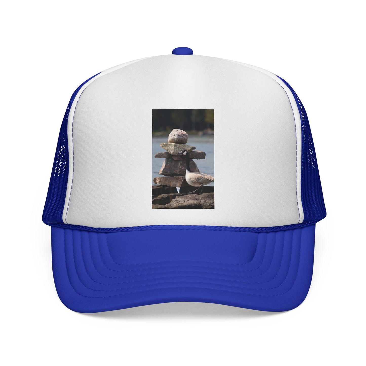 Seagull Stacked Rocks Trucker Cap — Coastal Beach Vibes Hat