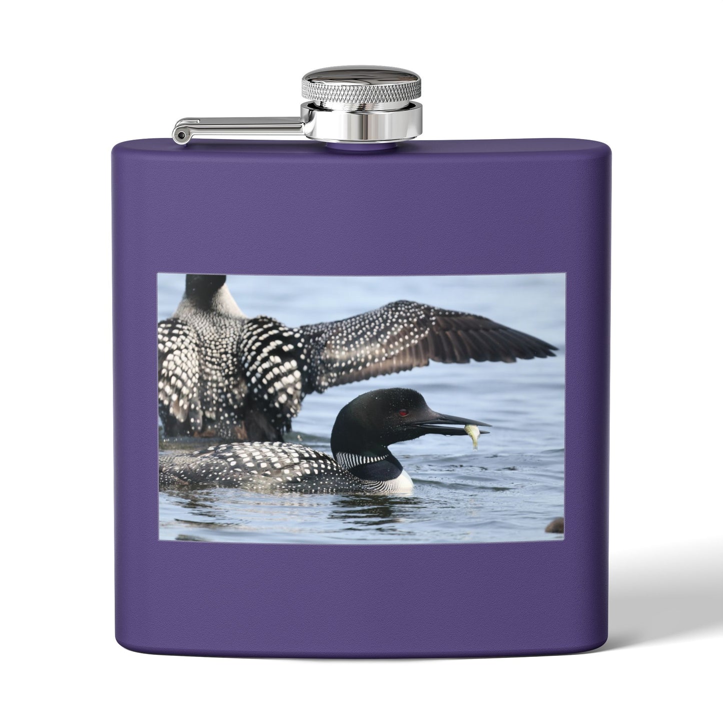 Loon Photo Stainless Steel Flask — 6oz Wildlife Drinking Hip Flask, Nature Lover Gift