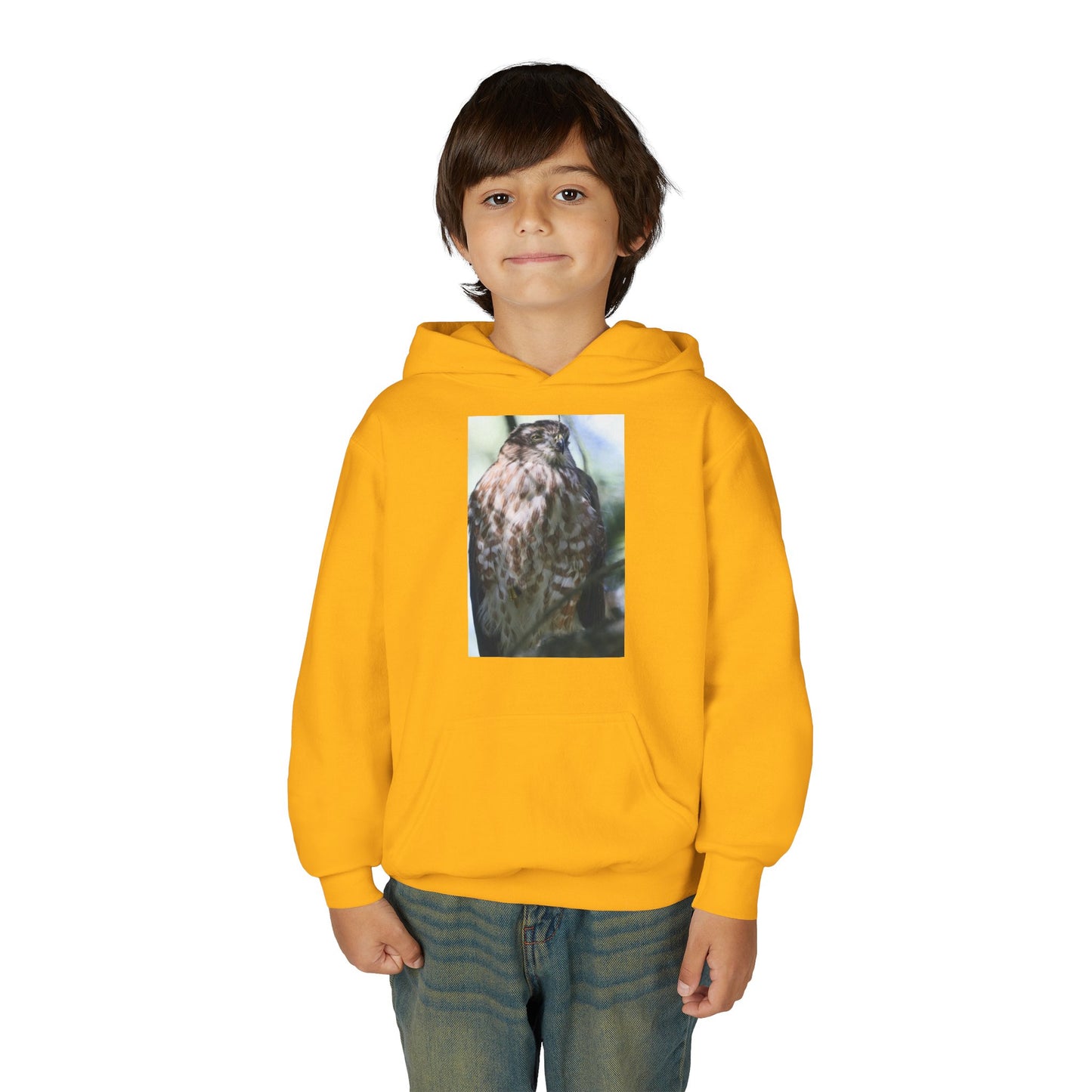 Youth Owl Hoodie – Photoreal Hawk Owl Print Kids' Hooded Sweatshirt