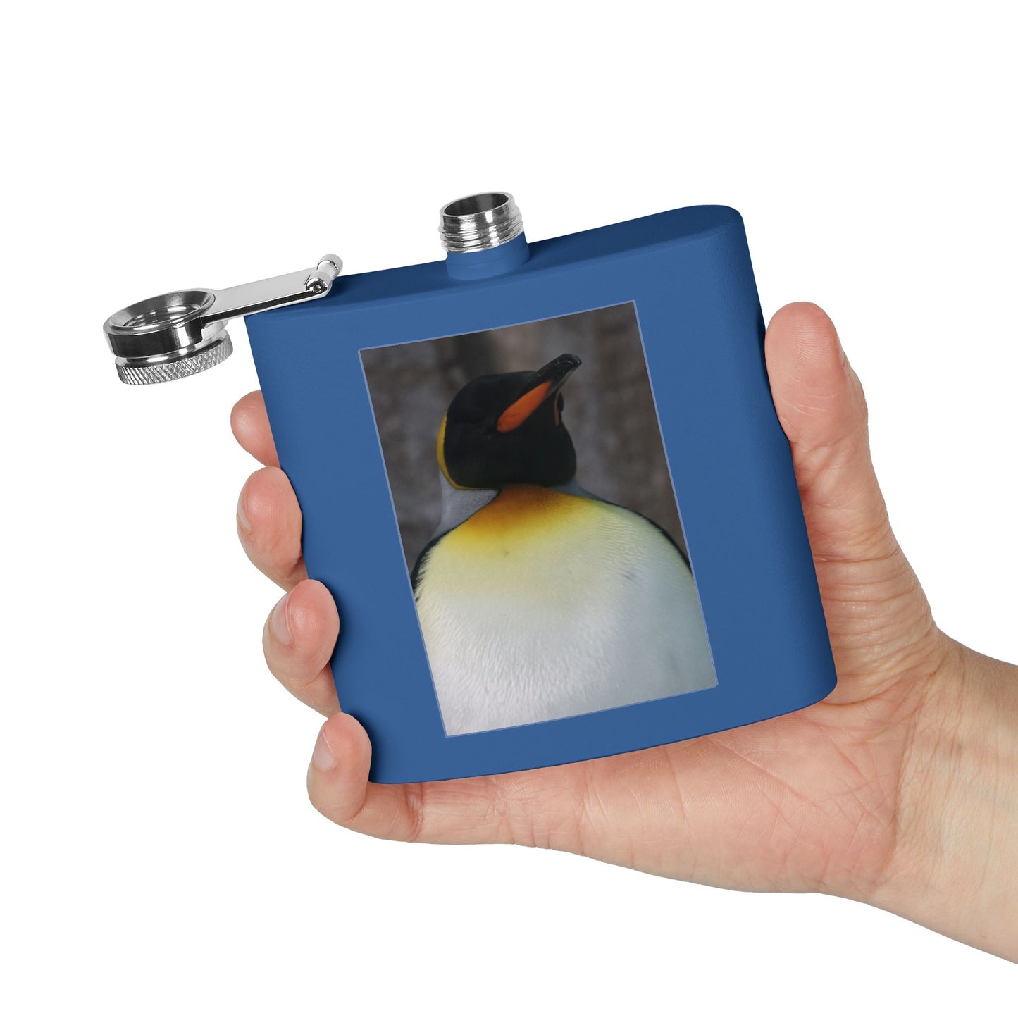Penguin Portrait Flask — 6oz Stainless Steel Hip Flask