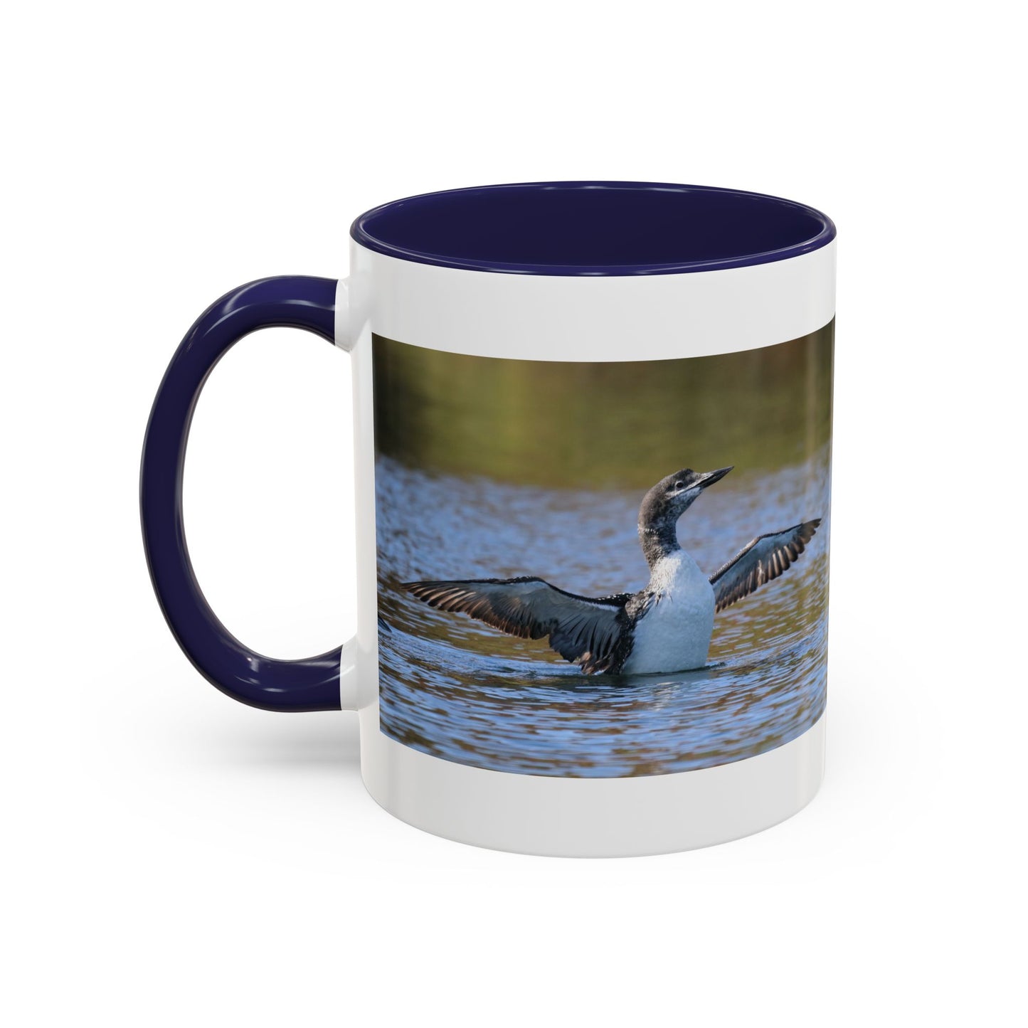 Loons in Flight Accent Coffee Mug — Wildlife Bird Photography Drinkware
