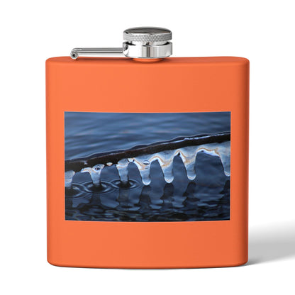 Ice Edge Flask — 6oz Stainless Steel Hip Flask with Winter Water Photography