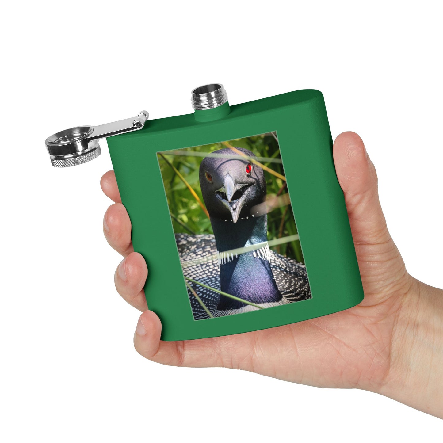 Loon Photo Stainless Steel Flask – 6oz Nature Wildlife Hip Flask