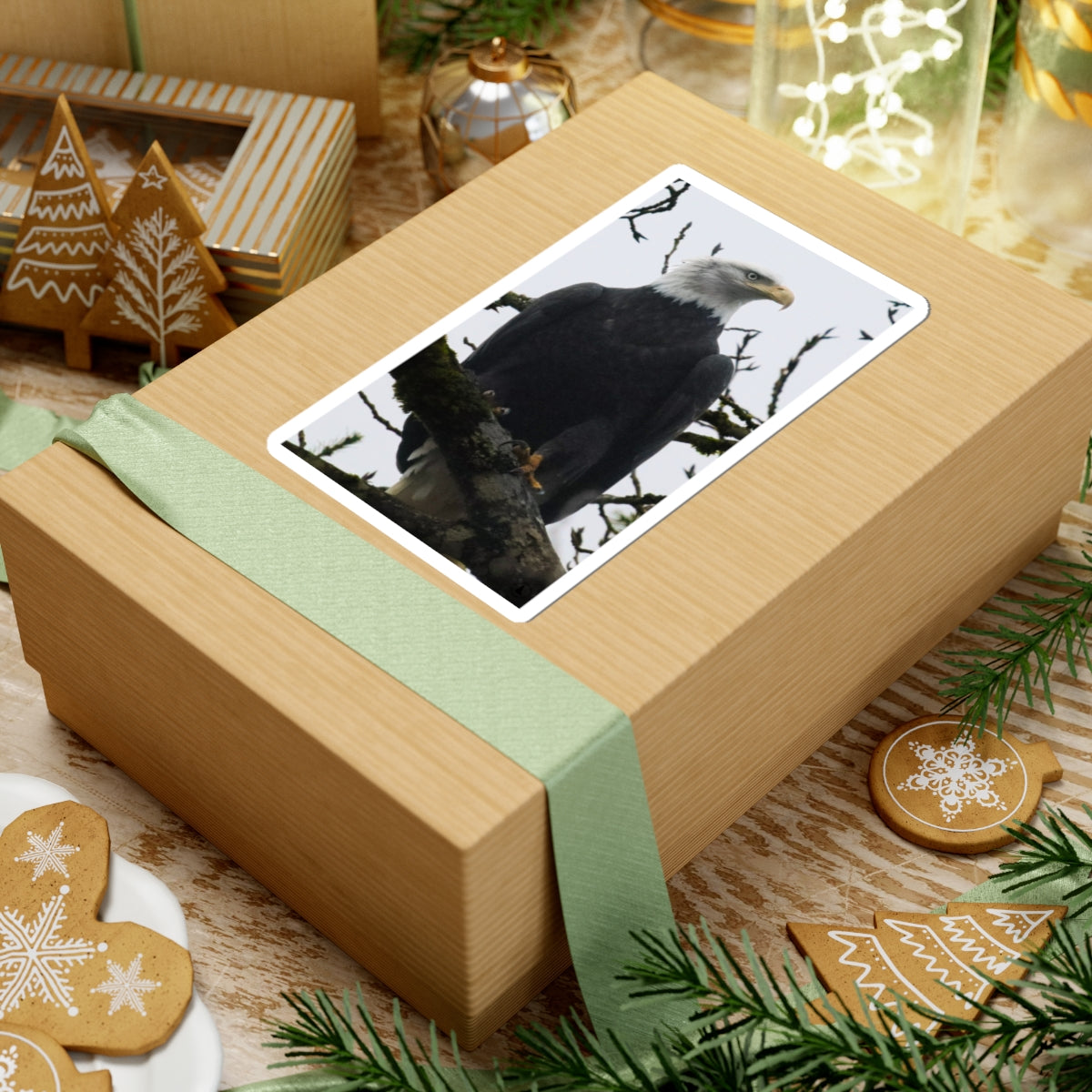 Bald Eagle Photo Kiss-Cut Sticker — Patriotic Wildlife Laptop Decal