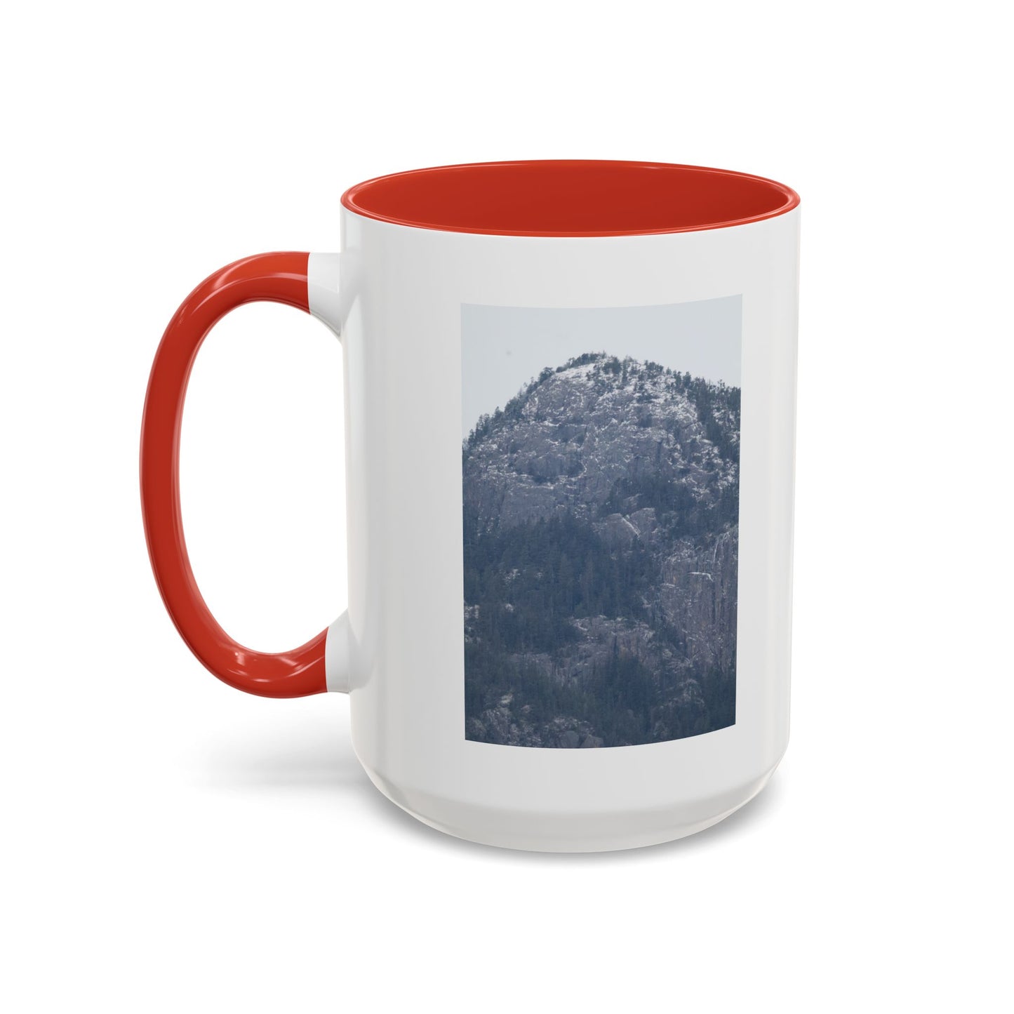 Mountain Peak Accent Coffee Mug – Snowy Forest Photo 11oz/15oz