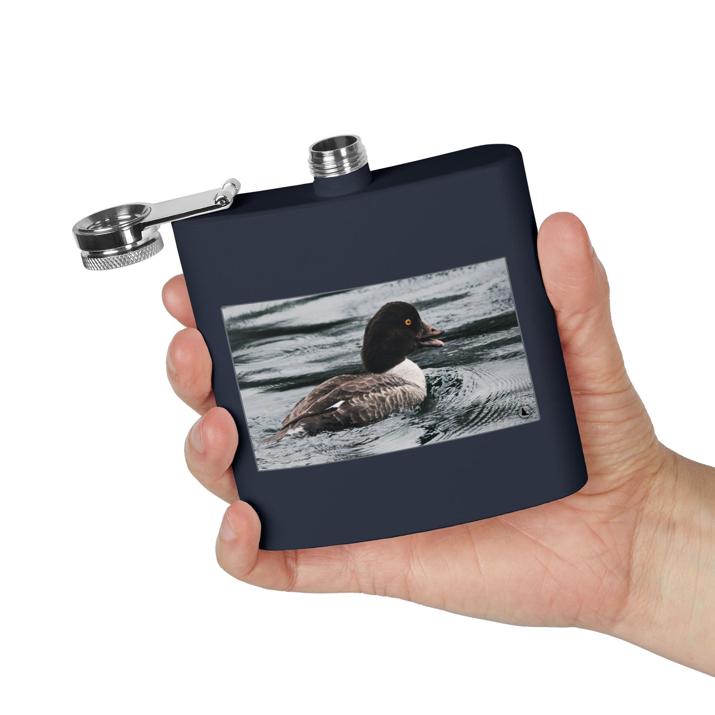 Goldeneye Duck Photo Stainless Steel Flask — 6oz Travel Hip Flask
