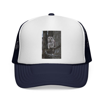 Owl Photo Trucker Cap — Rustic Forest Wildlife Hat