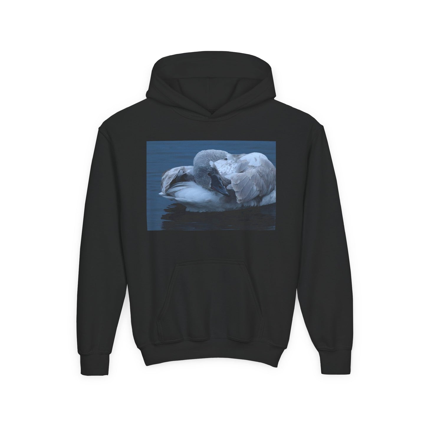 Youth Hoodie with Sleeping Swan Photo — Cozy Wildlife Sweatshirt