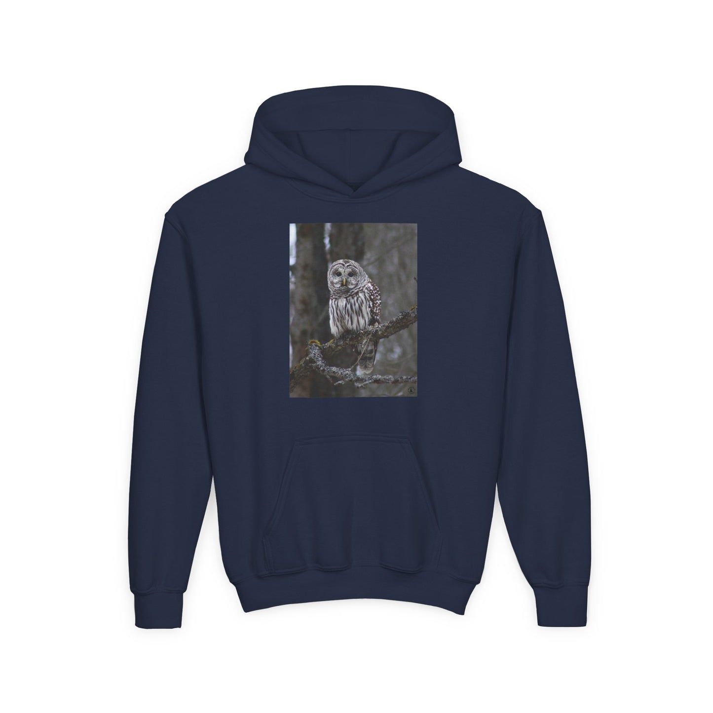 Owl Portrait Youth Hoodie — Realistic Forest Owl Graphic