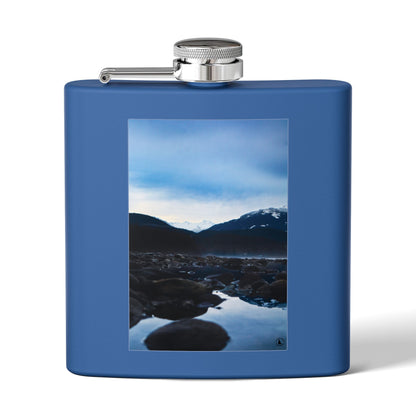 6oz Stainless Steel Flask — Mountain Lake Landscape Photo