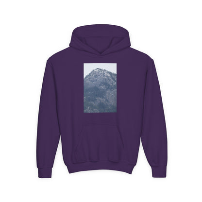 Mountain Peak Youth Hoodie — Winter Snow Scenic Graphic Sweatshirt