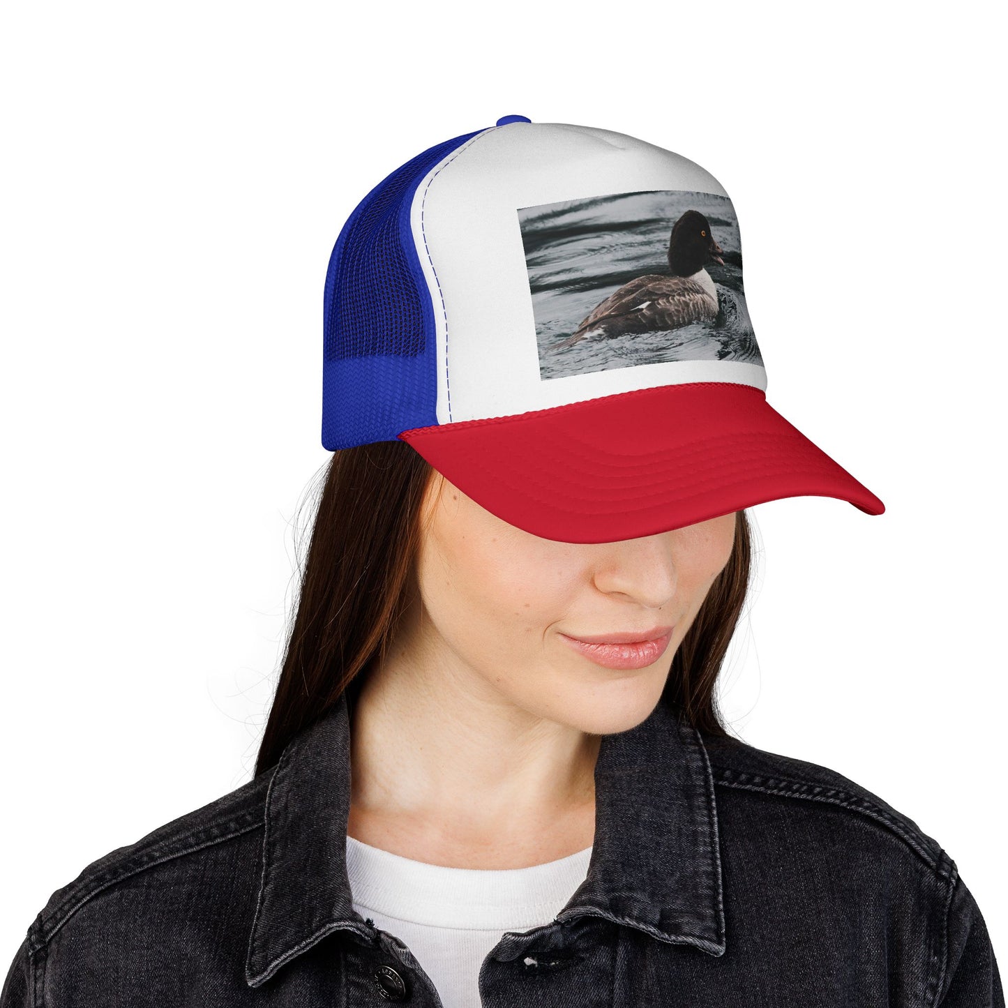 Duck Photo Trucker Hat — Rustic Wildlife Cap for Hunters & Nature Lovers