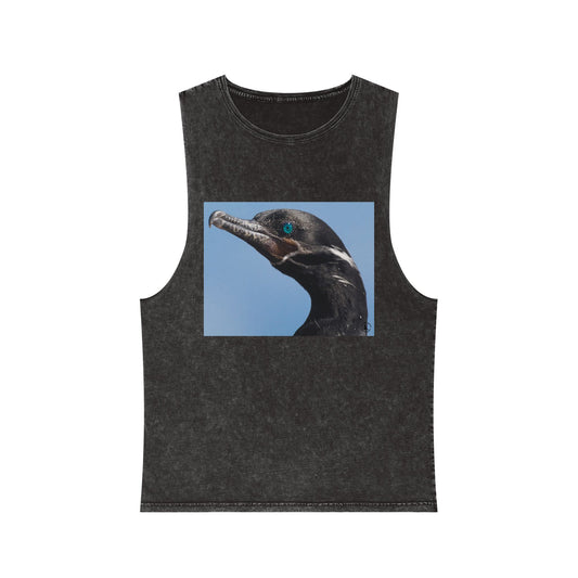 Cormorant Portrait Tank Top — Coastal Bird Photography Stonewash Tank