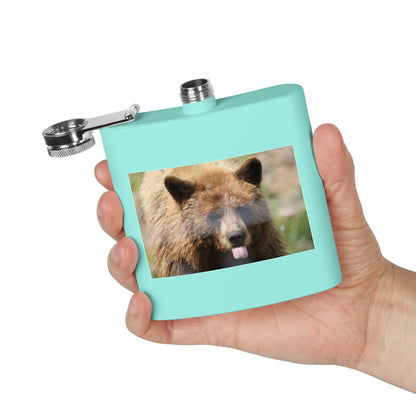 Bear Face 6oz Stainless Steel Flask — Funny Woodland Animal Hip Flask