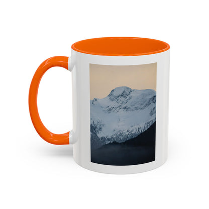 Mountain Sunrise Accent Coffee Mug — Scenic Snow Peak Photo (11/15oz)
