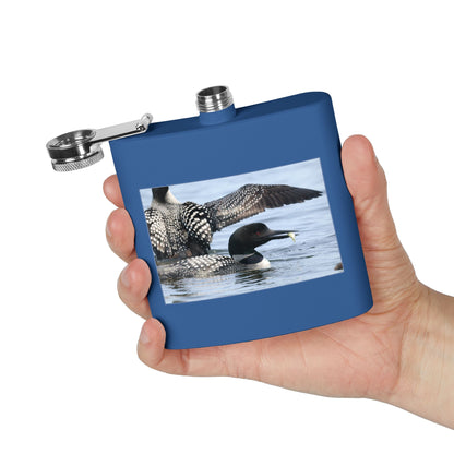 Loon Photo Stainless Steel Flask — 6oz Wildlife Drinking Hip Flask, Nature Lover Gift