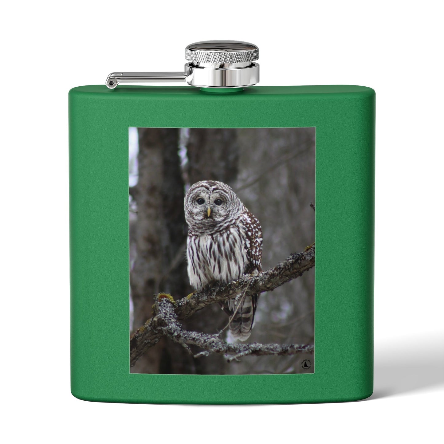 6oz Stainless Flask with Barred Owl Photo – Wildlife Nature Gift