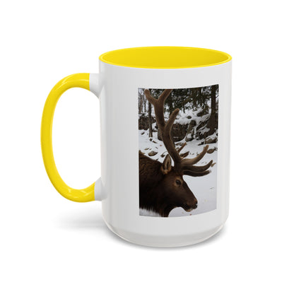 Elk in Snow Accent Coffee Mug — Nature Wildlife Photo Mug (11/15oz)