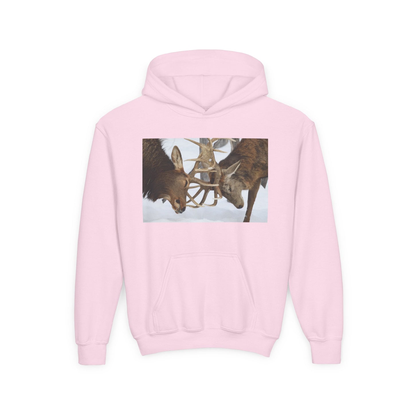 Fighting Deer Antlers Youth Hoodie | Wildlife Nature Illustration