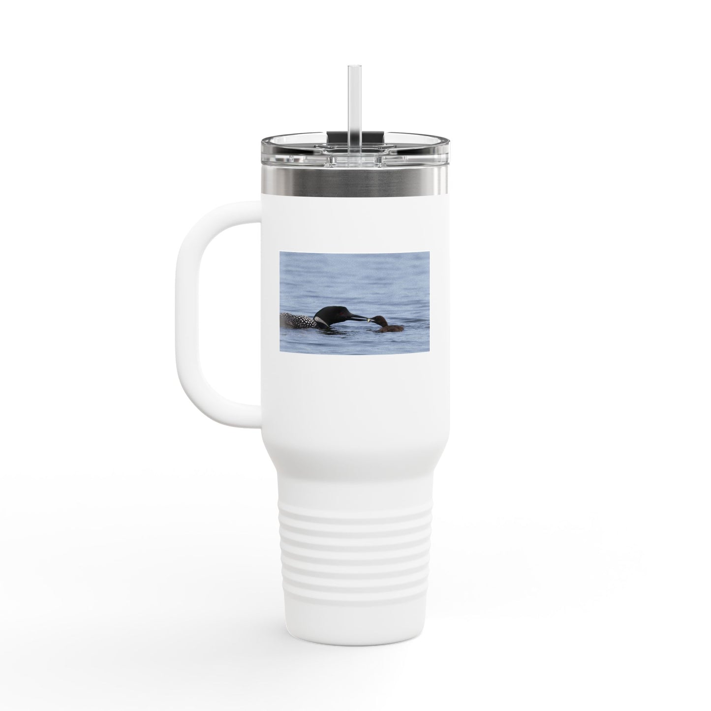 40oz Insulated Travel Mug with Sea Otter Photo – Large Stainless Tumbler for Commuting & Outdoor Adventures