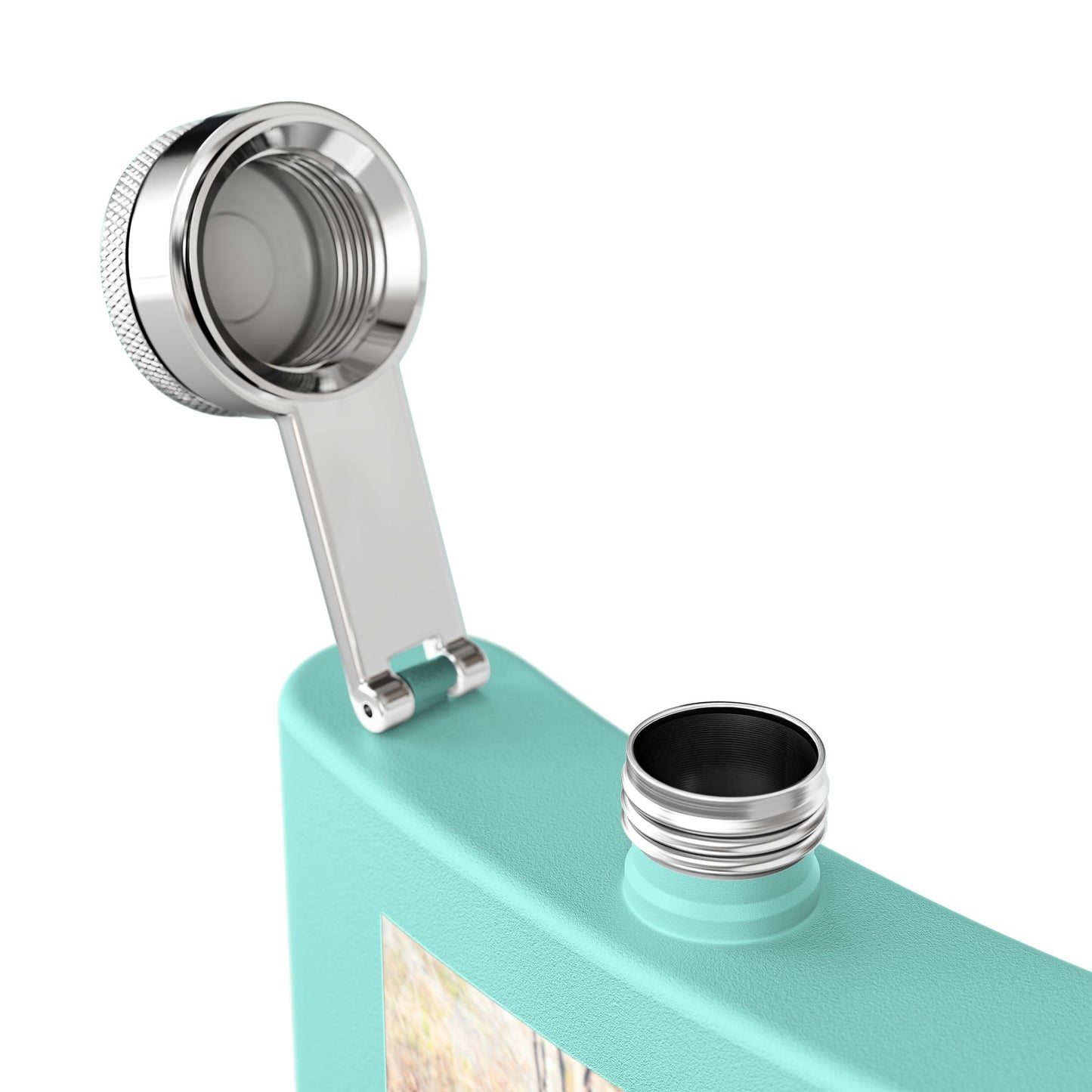 6oz Stainless Steel Flask with Tranquil Lake Rock Photo – Portable Outdoor Hip Flask
