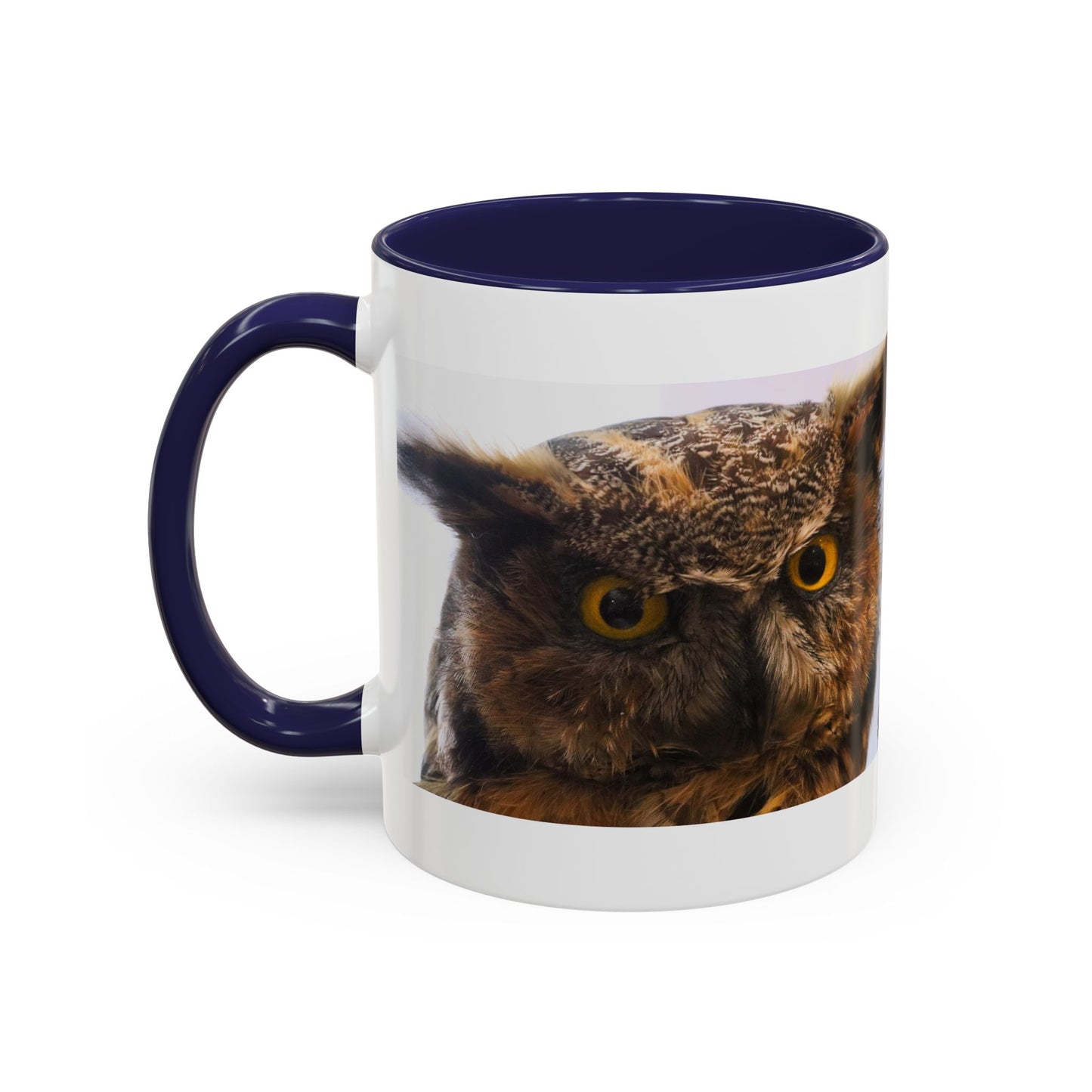 Owl Accent Coffee Mug – Realistic Great Horned Owl Photo (11/15 oz)