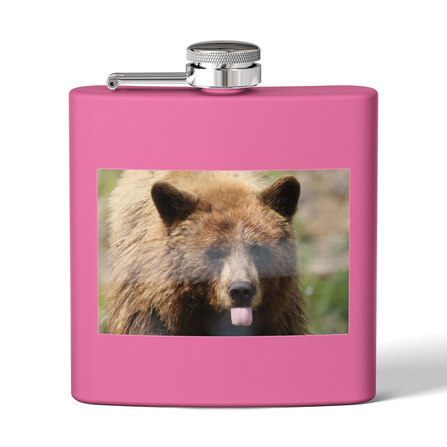 Bear Face 6oz Stainless Steel Flask — Funny Woodland Animal Hip Flask