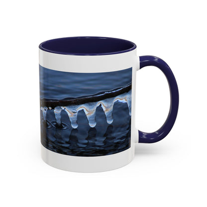 Blue Icicle Wave Accent Coffee Mug — Winter Water Photography 11/15oz