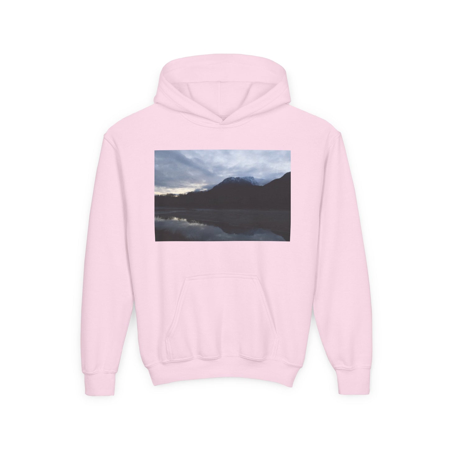 Youth Hoodie with Serene Mountain Lake Photo - Cozy Outdoor Nature Pullover