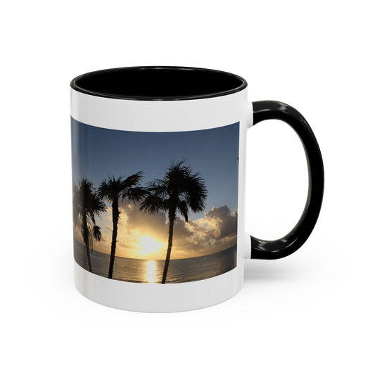 Sunset Palm Beach Coffee Mug — Tropical Sunrise Accent Mug