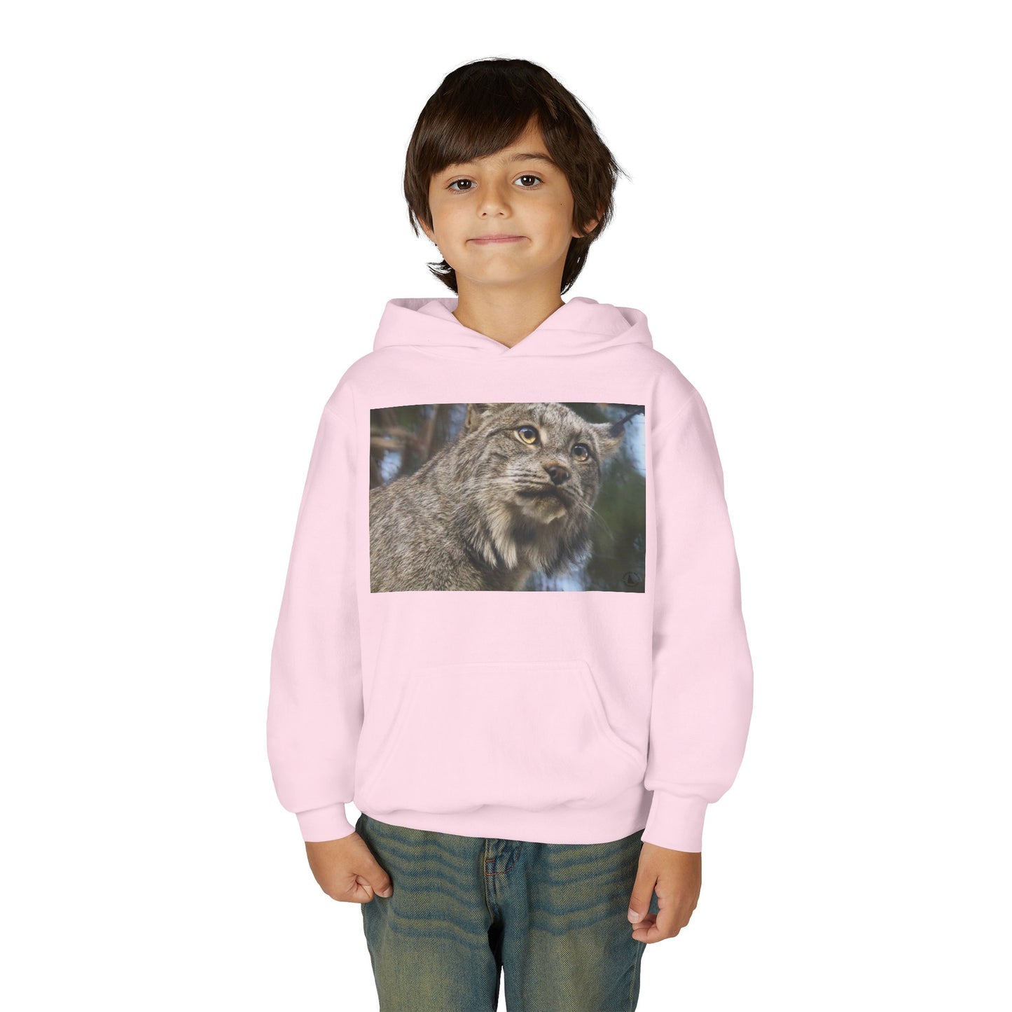 Youth Lynx Hoodie – Realistic Wildcat Photo Pullover for Kids