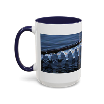 Blue Icicle Wave Accent Coffee Mug — Winter Water Photography 11/15oz