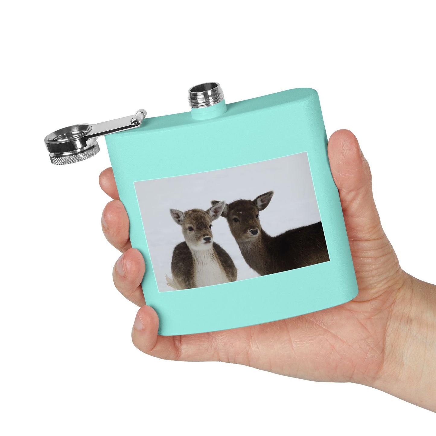Deer Duo Stainless Steel Flask – 6oz Wildlife Pocket Hip Flask