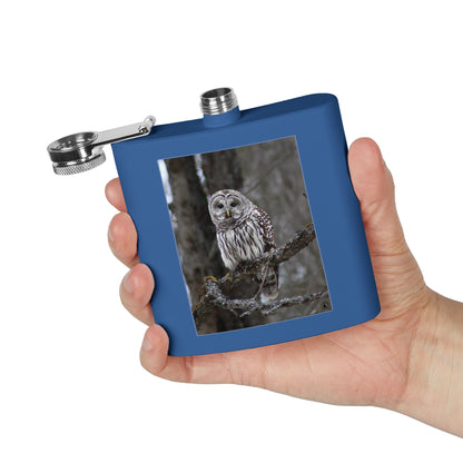 6oz Stainless Flask with Barred Owl Photo – Wildlife Nature Gift