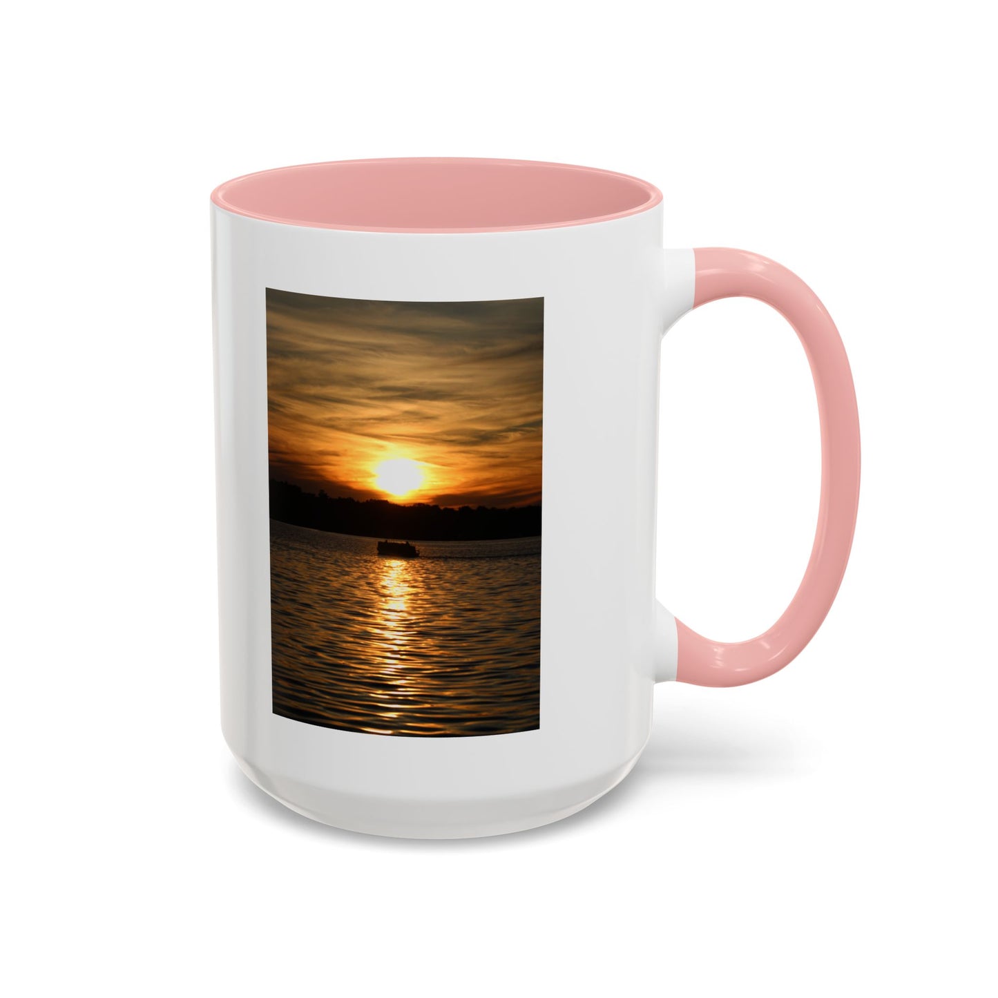 Sunset Lake Photo Accent Coffee Mug — Golden Sunset Reflection (11/15oz)