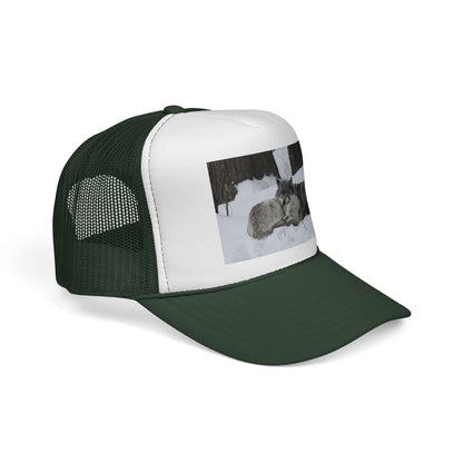 Wolf Pack Trucker Cap — Sleeping Wolves Winter Scene