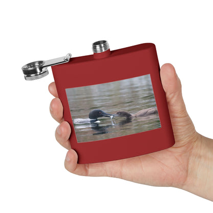 6oz Stainless Steel Flask — Duck Pair Wildlife Photo Hip Flask (Nature Lover Gift)