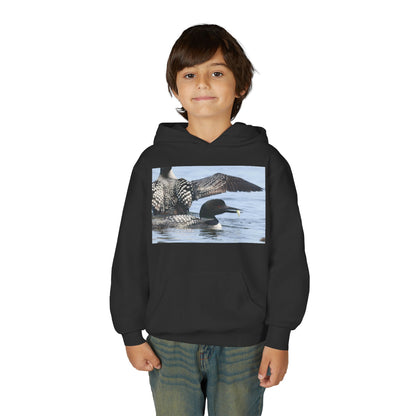 Loon Lake Youth Hoodie — Scenic Common Loon Wildlife Photo
