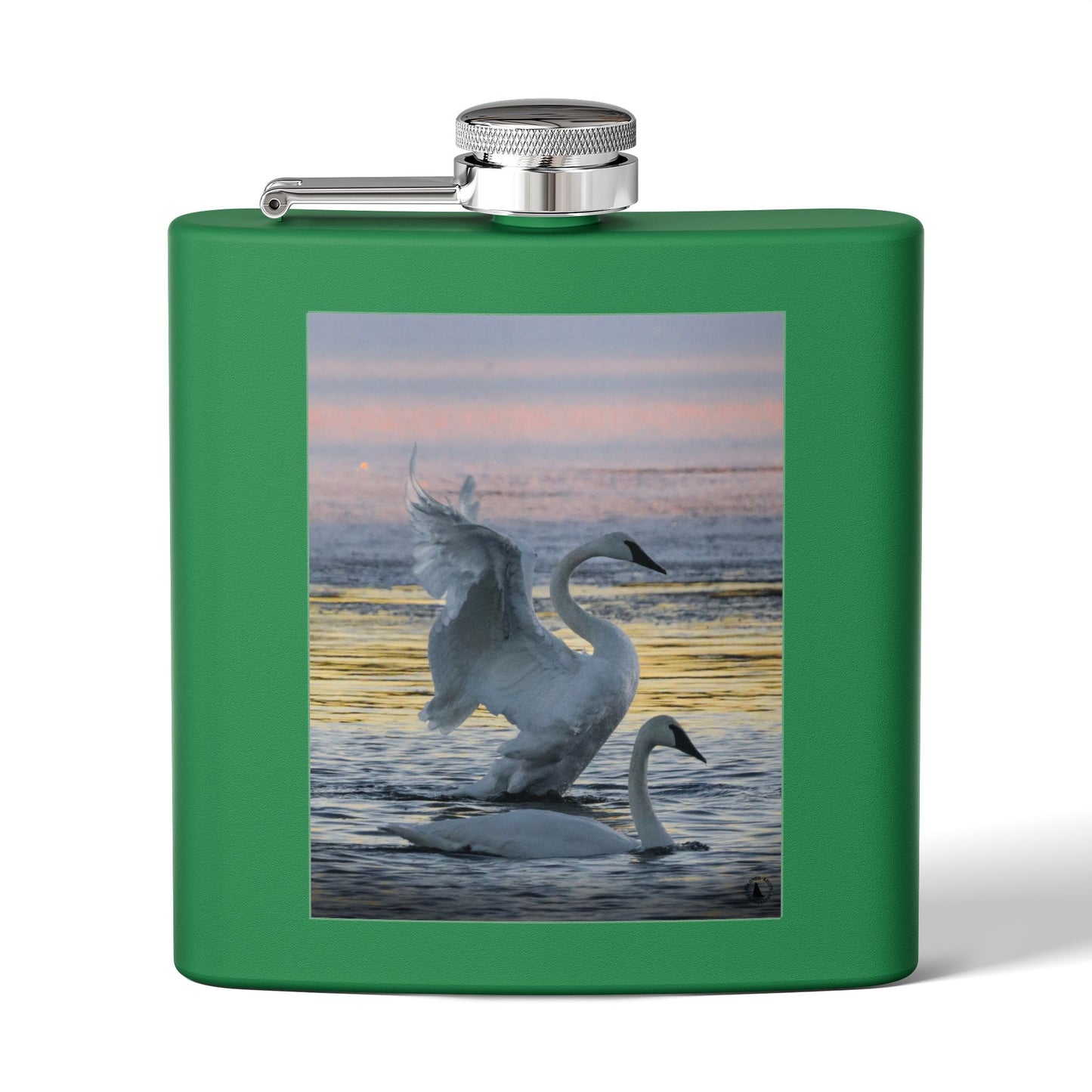 Swan Sunset Stainless Steel Flask — 6oz Travel Hip Flask