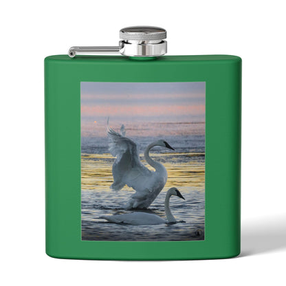 Swan Sunset Stainless Steel Flask — 6oz Travel Hip Flask