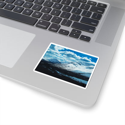 Snowy Mountain Landscape Kiss-Cut Sticker — Arctic Scenery Laptop Decal