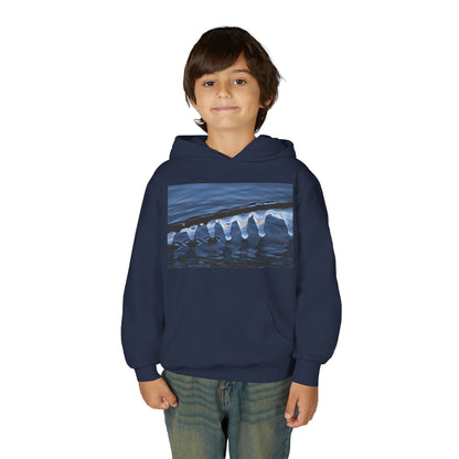 Ocean Wave Ice Photo Hoodie — Youth Nautical Winter Sweatshirt