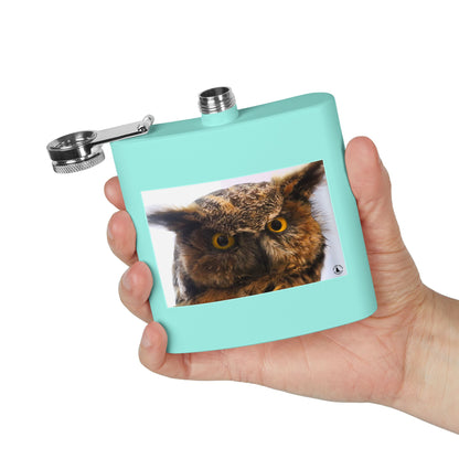 Owl Portrait Stainless Steel Flask — 6oz Wildlife Gift