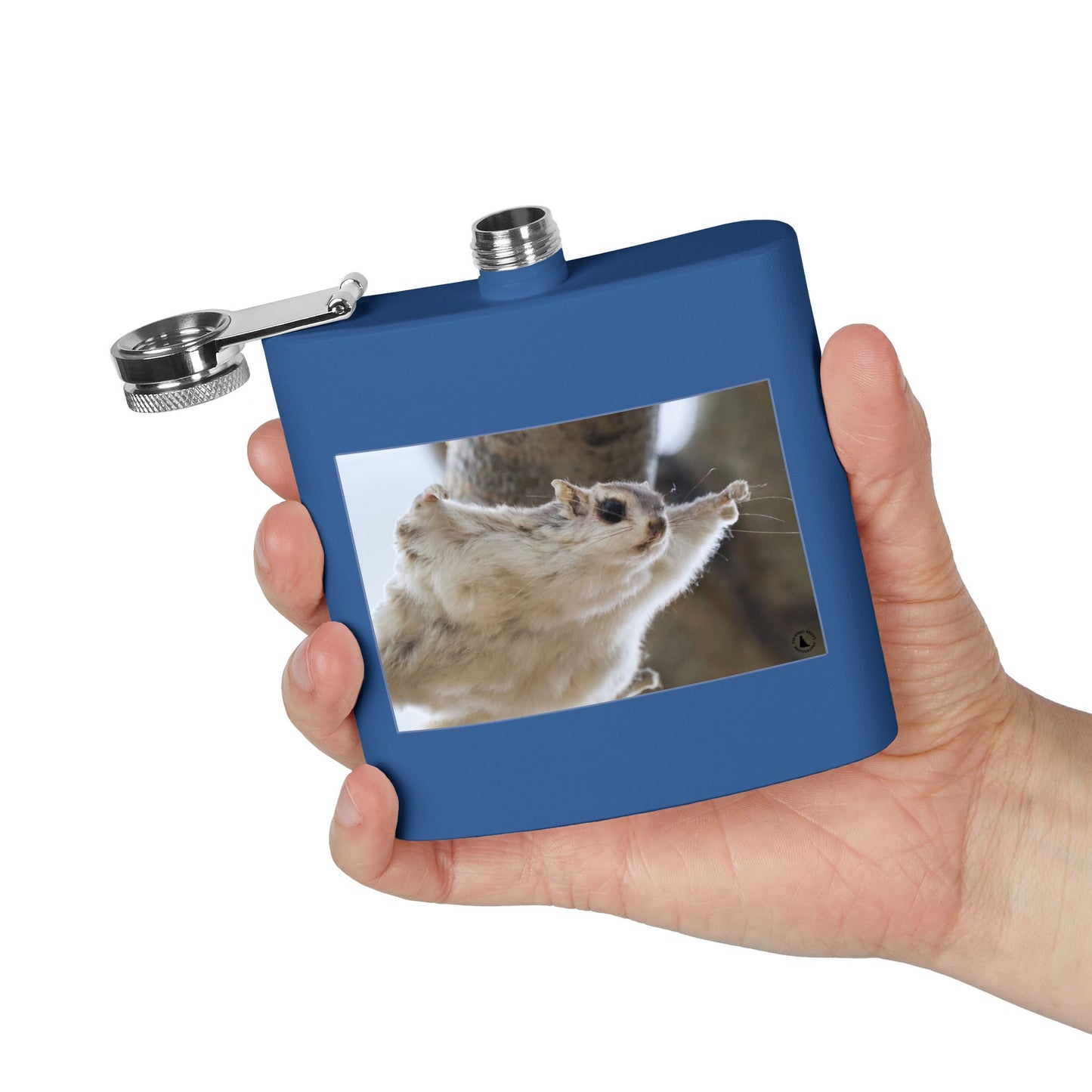 Squirrel Stretch Photo Flask — 6oz Stainless Steel Pocket Flask