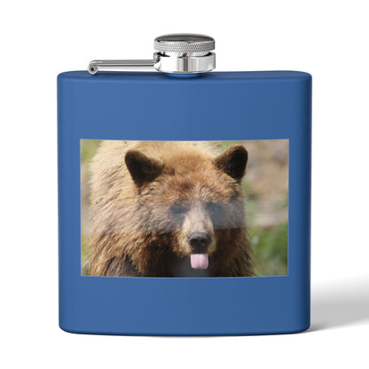 Bear Face 6oz Stainless Steel Flask — Funny Woodland Animal Hip Flask
